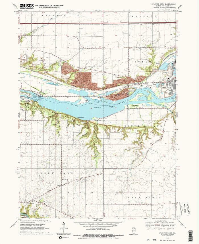 Old Map of Starved Rock, Illinois by USGS, 1970 – Illinois River, LaSalle & Oglesby