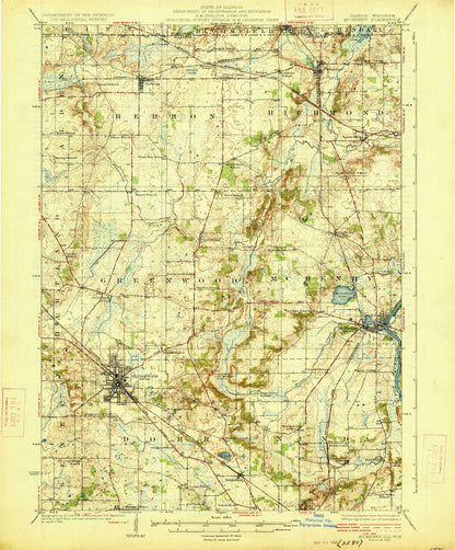 Old Map of Woodstock, Illinois by USGS, 1926 – Crystal Lake, McHenry & Fox River