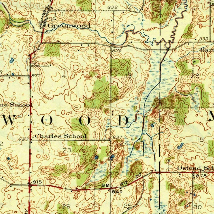 Old Map of Woodstock, Illinois by USGS, 1926 – Crystal Lake, McHenry & Fox River