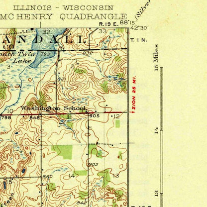 Old Map of Woodstock, Illinois by USGS, 1926 – Crystal Lake, McHenry & Fox River