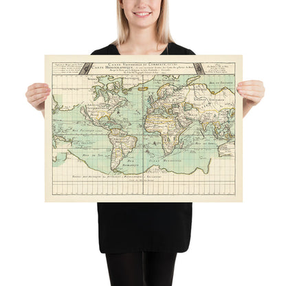Old World Map Shipping & Trade by Du Val, 1677: West Indies & East Indies, Island of California, Mythical Antarctica,