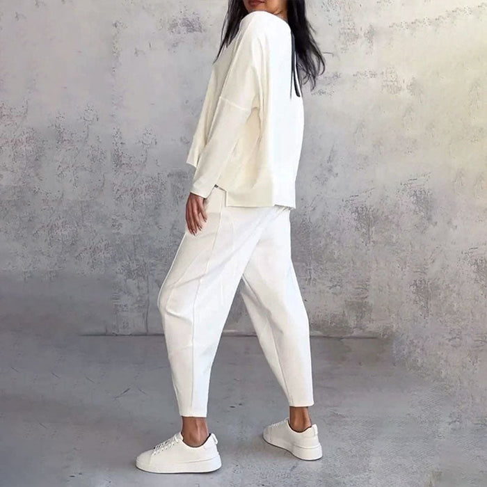 Ophélie - Manches longues avec col rond ＆ Pantalon Ensemble 2 pièces
