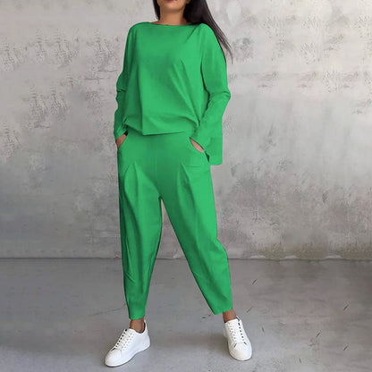 Ophélie - Manches longues avec col rond ＆ Pantalon Ensemble 2 pièces