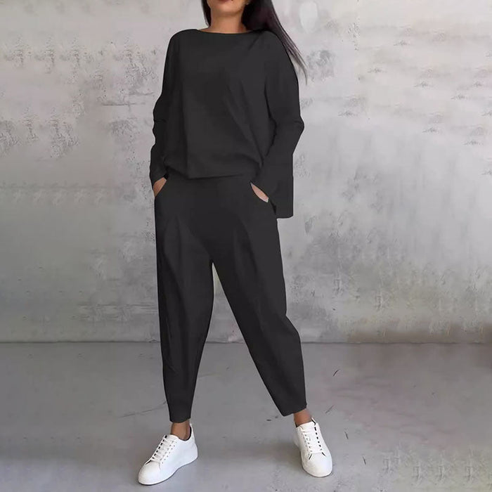 Ophélie - Manches longues avec col rond ＆ Pantalon Ensemble 2 pièces
