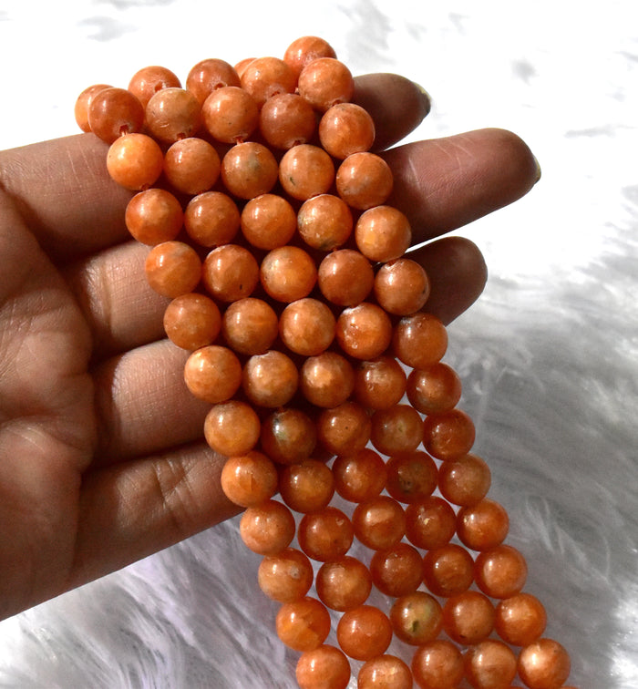 Orange Calcite Gemstone Beads, Crystal Beads for Jewelry