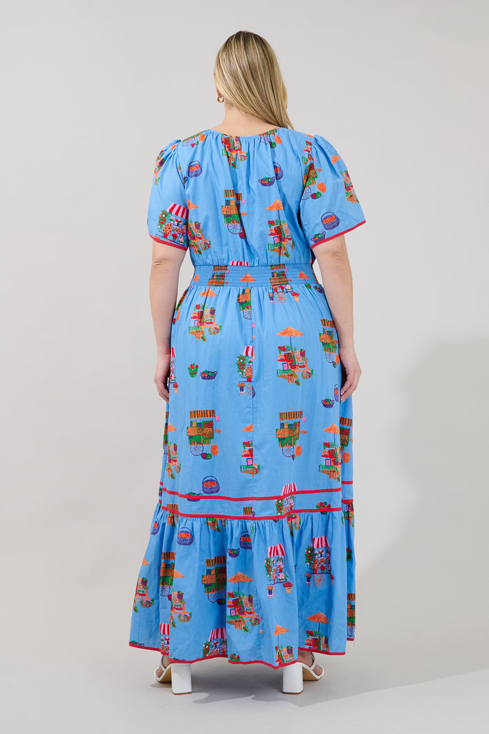 Ordy Smocked Midi Dress Flower Mart Curve