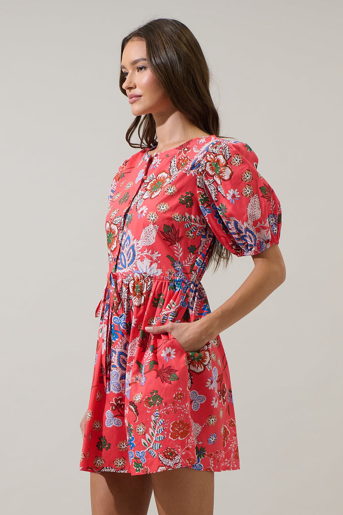 Oreanna Floral Alba Puff Sleeve Mini Dress