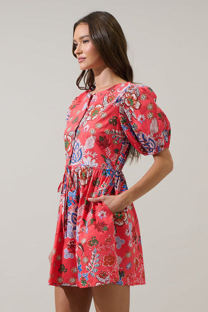 Oreanna Floral Alba Puff Sleeve Mini Dress