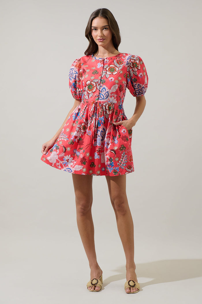 Oreanna Floral Alba Puff Sleeve Mini Dress