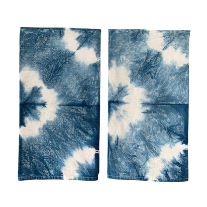 Organic Cotton Indigo Dyed Shibori Tea Towel - Dark Stars