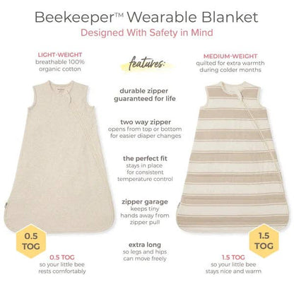 Organic Warmer Beekeeper™ Wearable Baby Blanket - Limestone Medium