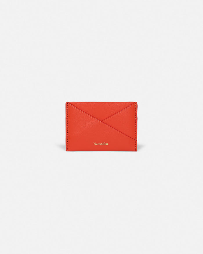 Origami - Leather cardholder - Red/Moonbeam