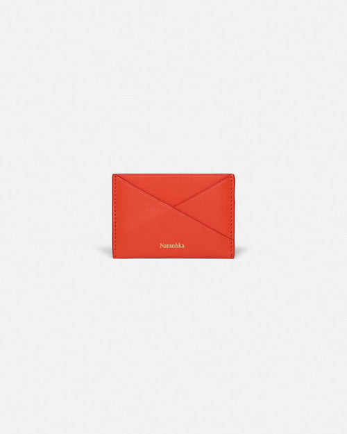 Origami - Leather cardholder - Red/Moonbeam