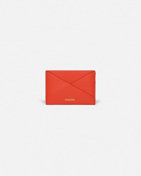 Origami - Leather cardholder - Red/Moonbeam