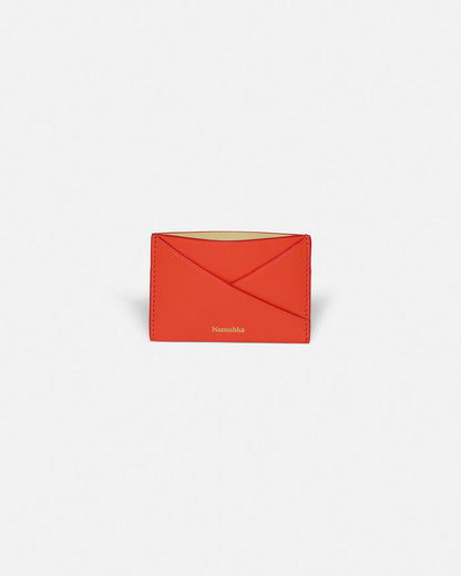 Origami - Leather cardholder - Red/Moonbeam