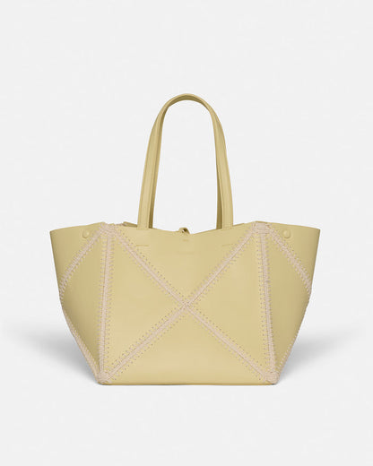 Origami Tote - Alt-Nappa crochet tote - Moonbeam/Crème