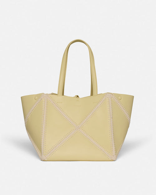 Origami Tote - Alt-Nappa crochet tote - Moonbeam/Crème