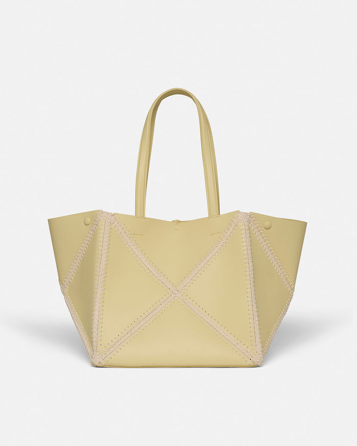 Origami Tote - Alt-Nappa crochet tote - Moonbeam/Crème