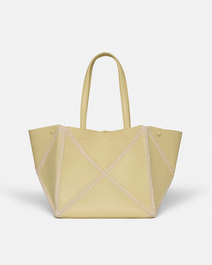 Origami Tote - Alt-Nappa crochet tote - Moonbeam/Crème