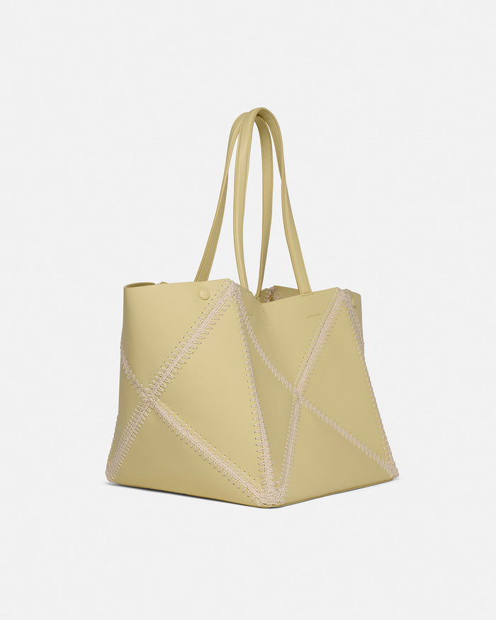 Origami Tote - Alt-Nappa crochet tote - Moonbeam/Crème