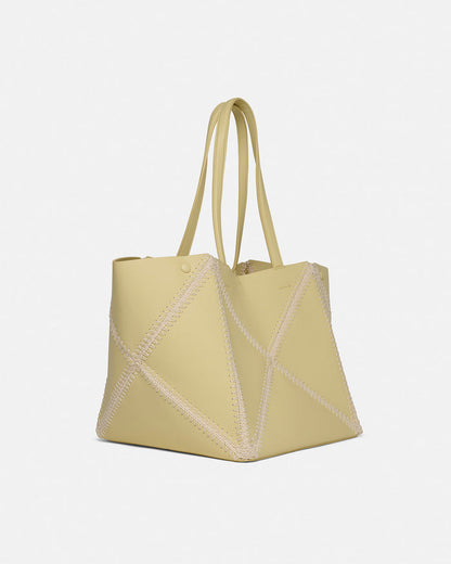 Origami Tote - Alt-Nappa crochet tote - Moonbeam/Crème