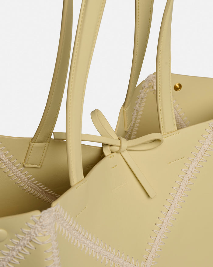 Origami Tote - Alt-Nappa crochet tote - Moonbeam/Crème