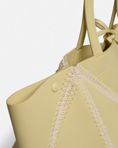 Origami Tote - Alt-Nappa crochet tote - Moonbeam/Crème