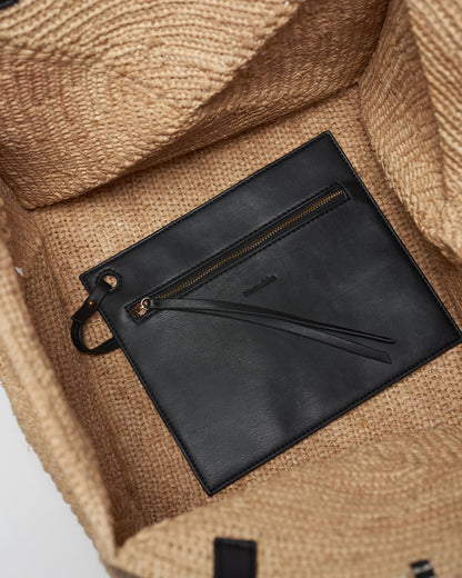Origami Tote - Raffia charm tote - Natural/Black