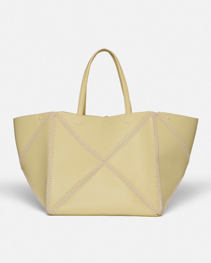 Origami Tote Large - Alt-Nappa crochet tote - Moonbeam/Crème