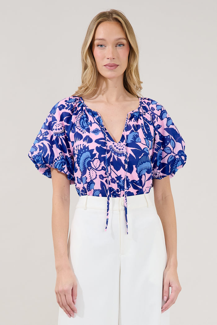 Overseas Balloon Sleeve Top Floral