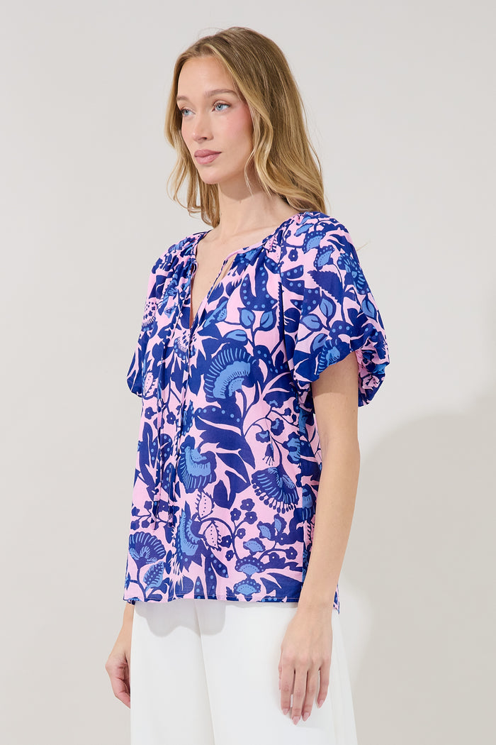 Overseas Balloon Sleeve Top Floral