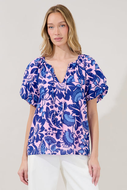 Overseas Balloon Sleeve Top Floral
