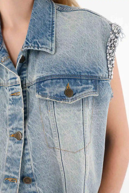 Oversized Denim Vest in Blue for Women
