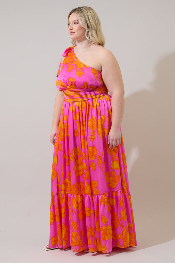 Pacey Floral Bayou One Shoulder Maxi Dress Curve