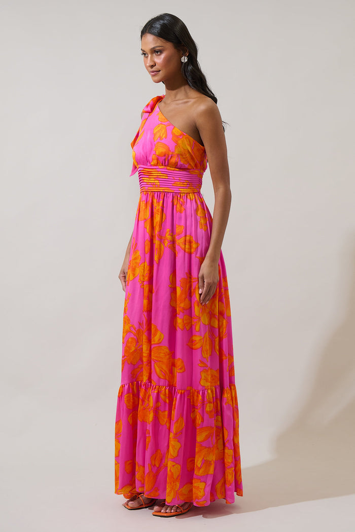 Pacey Floral Bayou One Shoulder Maxi Dress