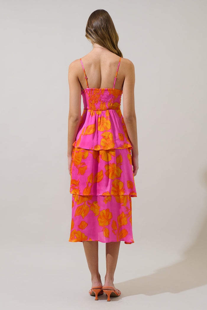 Pacey Floral Yanni Ruffle Tiered Midi Dress