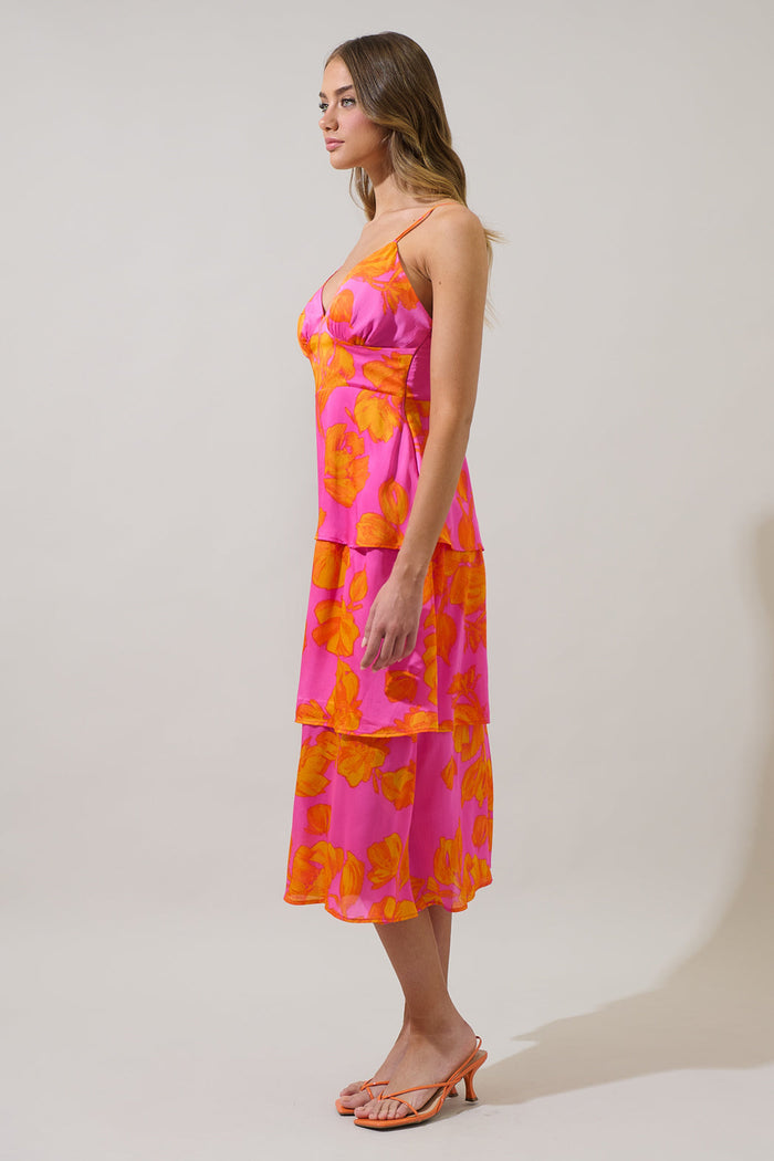Pacey Floral Yanni Ruffle Tiered Midi Dress
