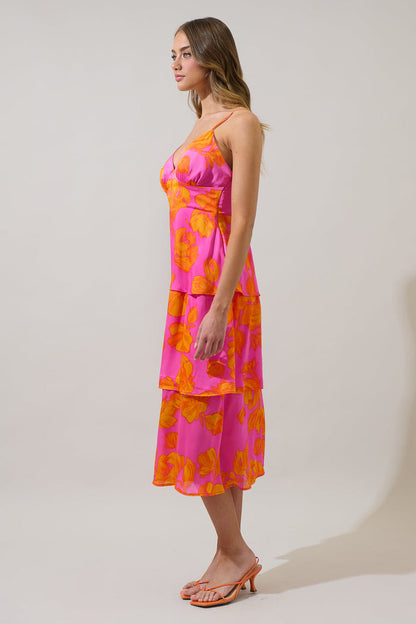 Pacey Floral Yanni Ruffle Tiered Midi Dress