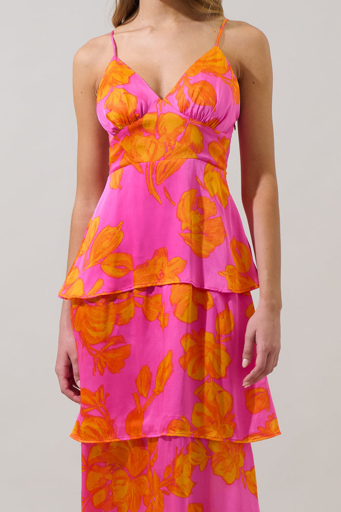 Pacey Floral Yanni Ruffle Tiered Midi Dress