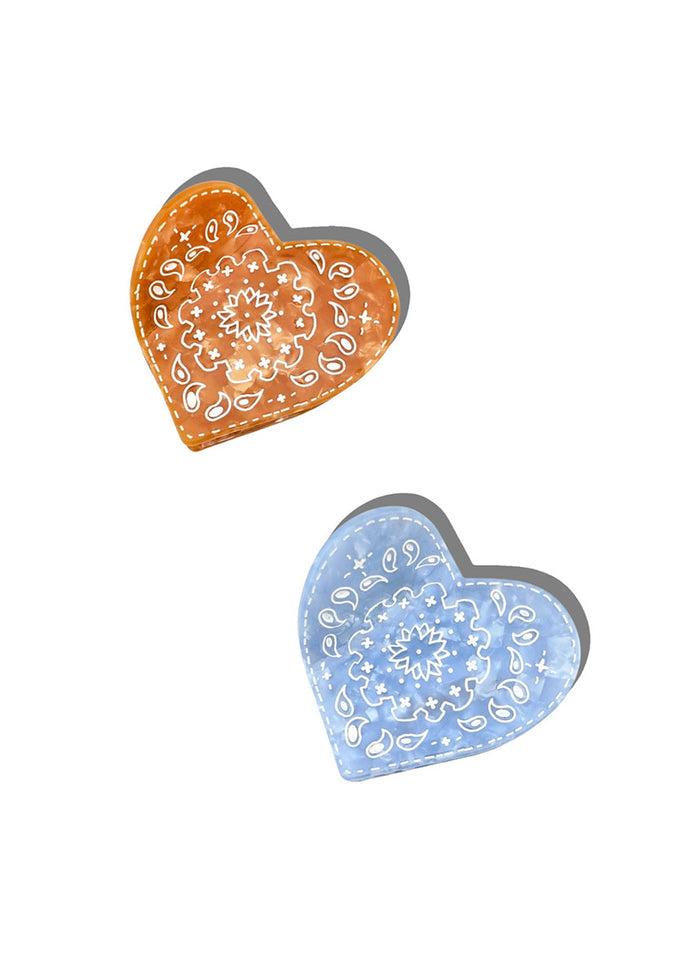 Paisley Heart Claw Clip - Brown