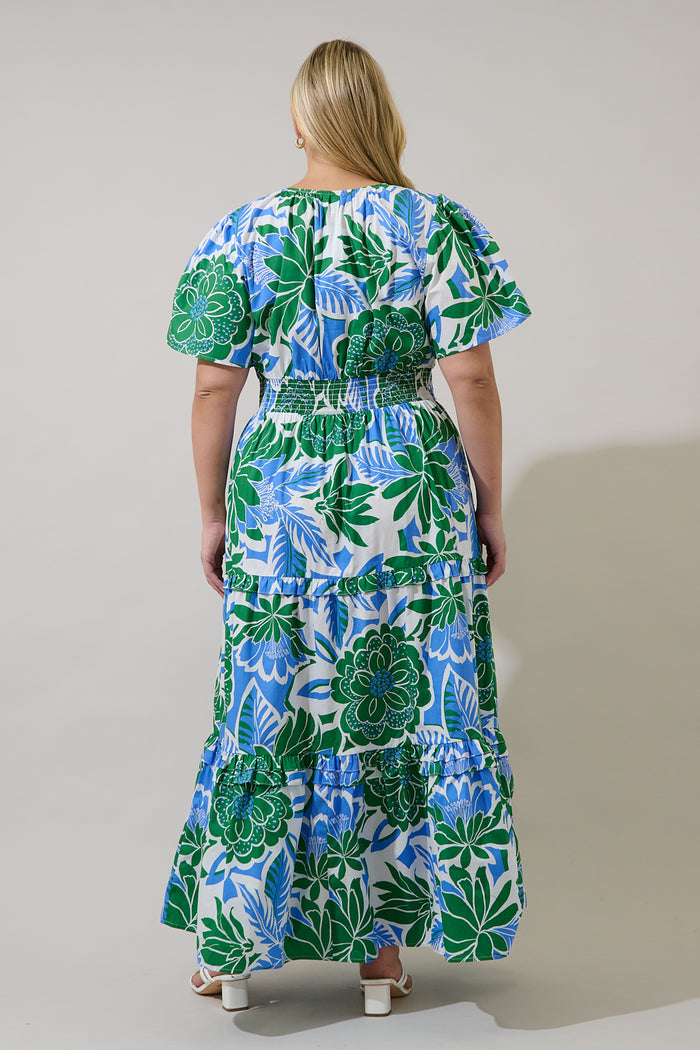 Palmer Poplin Tiered Maxi Dress Diviny Tropical Curve