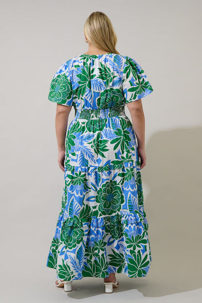 Palmer Poplin Tiered Maxi Dress Diviny Tropical Curve
