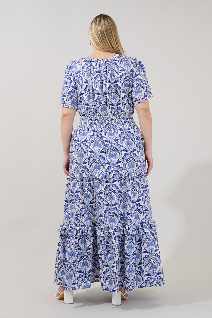 Palmer Poplin Tiered Maxi Dress Renisa Floral Curve