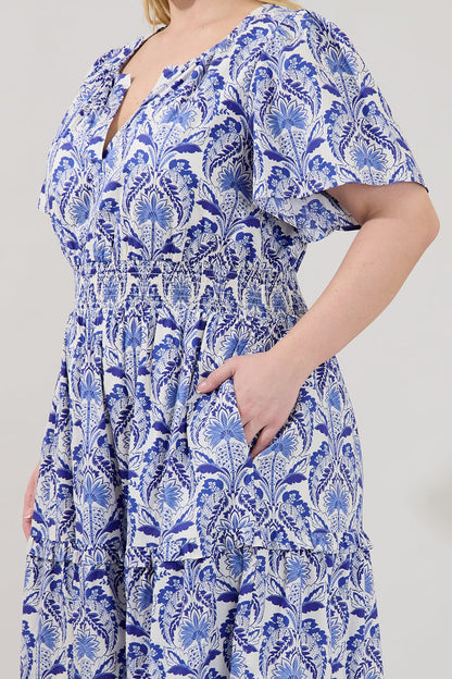 Palmer Poplin Tiered Maxi Dress Renisa Floral Curve