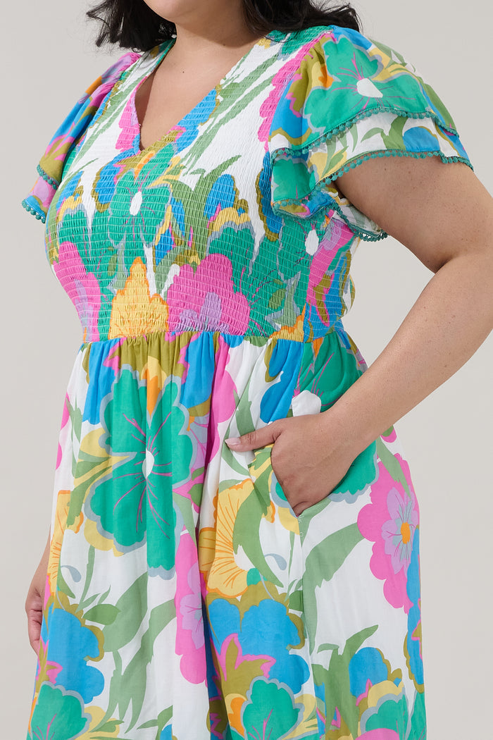 Patte Tiered Midi Dress Floral Curve