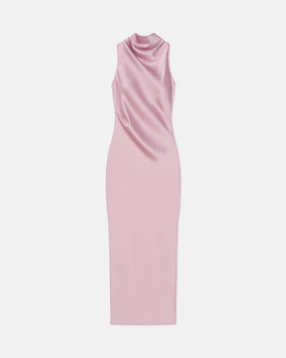 Peregrine - Cowl-Neck Satin Midi Dress - Dusty Pink