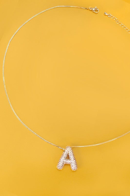 Personalized Gold Bubble Initial Necklace A - W-A-Cute-Trendy-Shop-Womens-Boutique-Clothing-Store