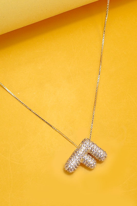 Personalized Gold Bubble Initial Necklace A - W-F-Cute-Trendy-Shop-Womens-Boutique-Clothing-Store