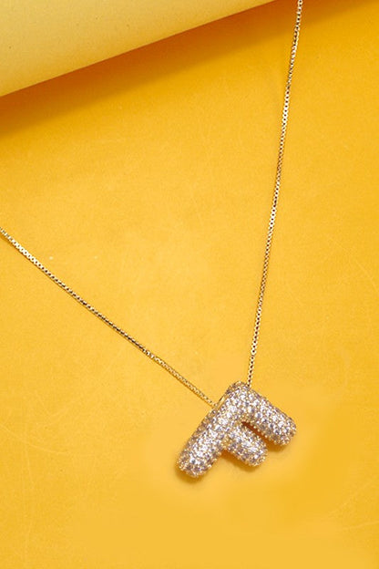 Personalized Gold Bubble Initial Necklace A - W-F-Cute-Trendy-Shop-Womens-Boutique-Clothing-Store