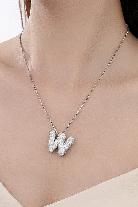 Personalized Silver Bubble Initial Necklace A - W-W-Cute-Trendy-Shop-Womens-Boutique-Clothing-Store